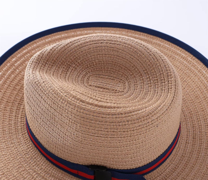 Connectyle Kids Child Outdoor Wide Brim Panama Hat for Boys Skimmer Hat Fedora Sun Hat Cap L Khaki - Image 4